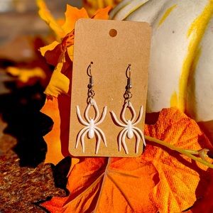 White Spider Earrings